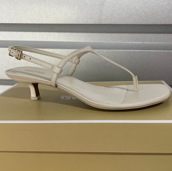 Michael Kors Shoes - Michael Kors Tasha T Strap Leather Sandal , Light Cream $95